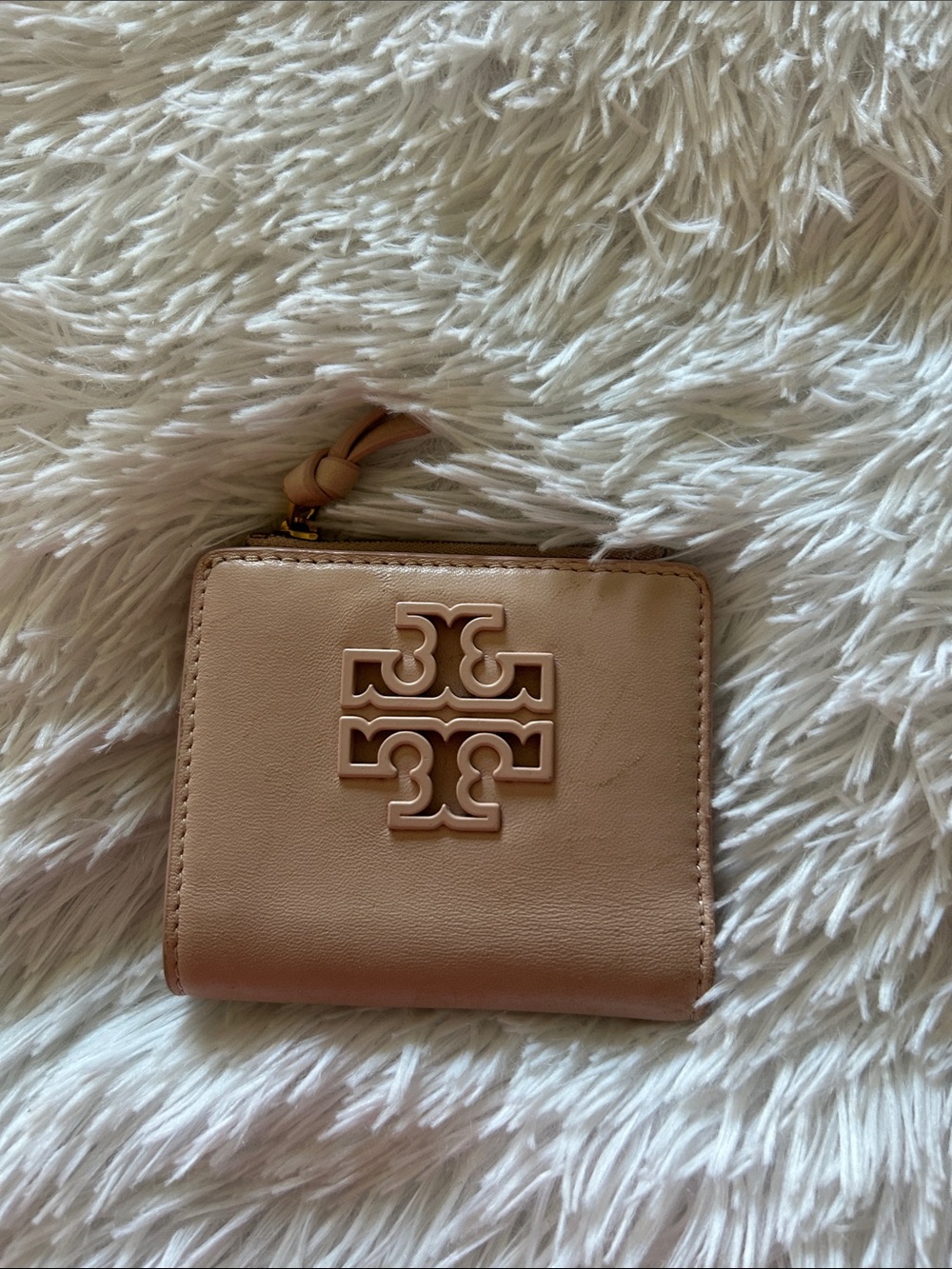 Tory Burch Blush Pink Logo Zip Around Wallet